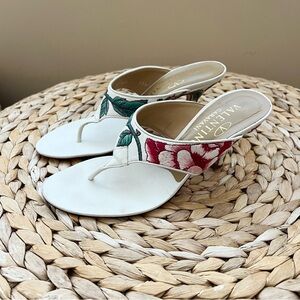 Valentino embroidered floral white leather sandals